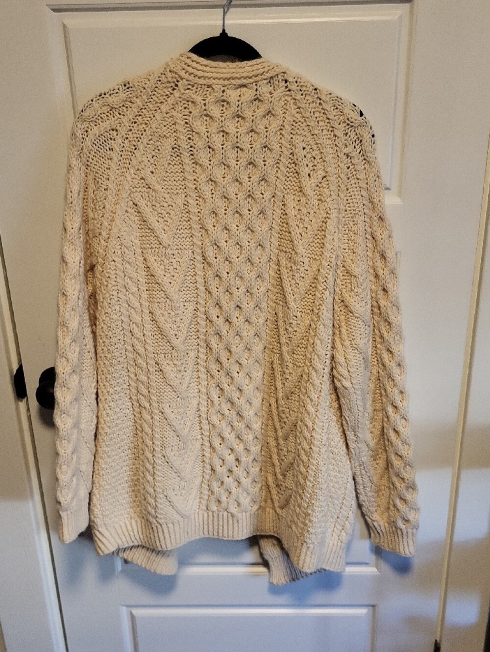Cable Knit Button-Front Cardigan Sweater - Cream - Picture 5 of 5